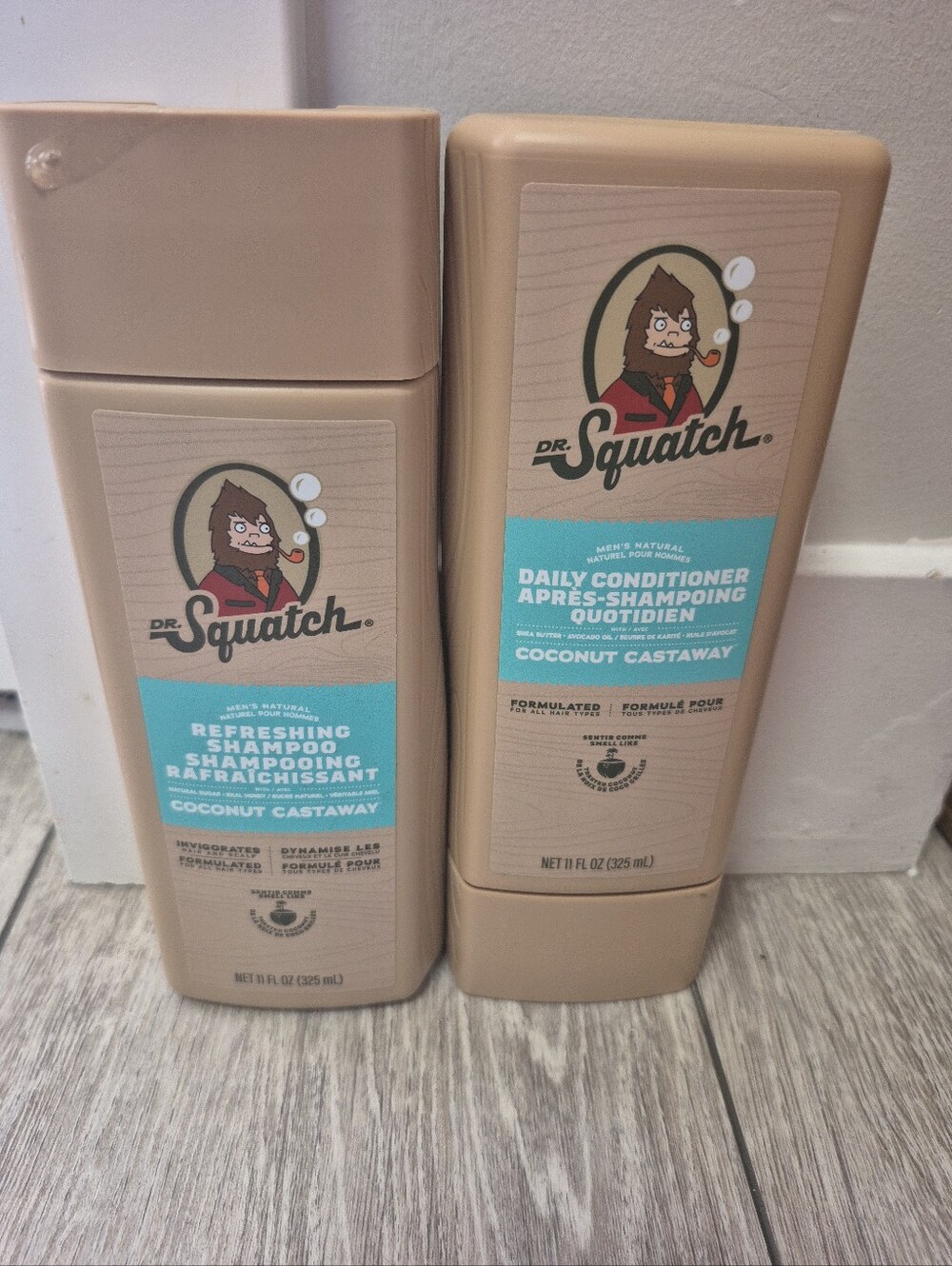 DR. SQUATCH Men's Natural Shampoo & Conditioner; Coconut Castaway - 11 fl oz NEW
